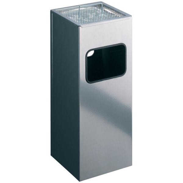 Posacenere Durable a colonna acciaio con sabbia e cestino base quadrata H 62 x Ø 25 cm argento metallizzato - 333123