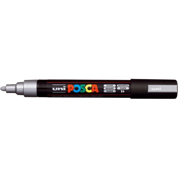 Marcatore a tempera POSCA Uni-Ball punta tonda 1,8-2,5 mm argento M PC5M ARG