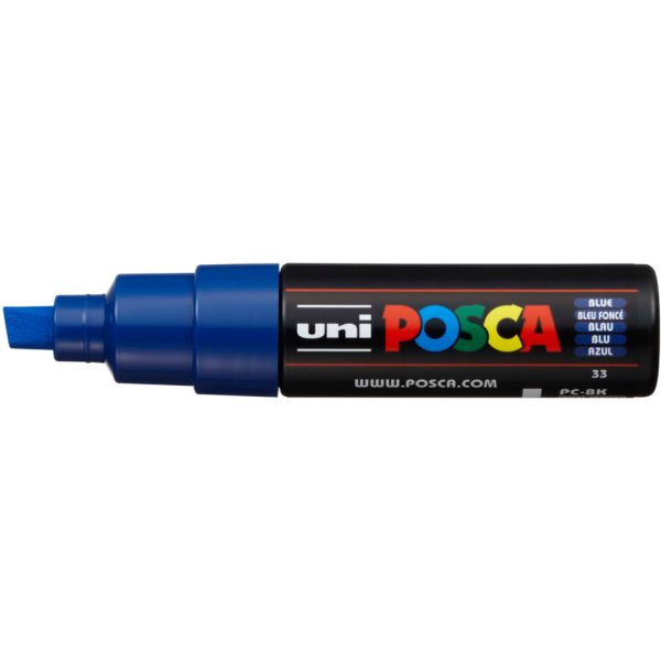 Marcatore a tempera POSCA Uni-Ball punta a scalpello 8 mm blu M PC8K B