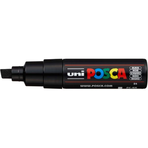 Marcatore a tempera POSCA Uni-Ball punta a scalpello 8 mm nero M PC8K N