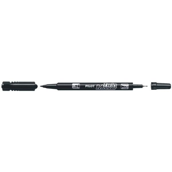 Marcatore permanente Pilot TWIN Begreen doppia punta in fibra 0,8/2 mm - nero 040315