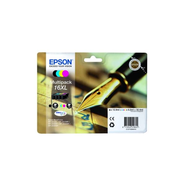 Cartucce inkjet alta capacità ink pigmentato Penna e Cruciverba 16XL Epson n+c+m+g Conf. 4 - C13T16364012