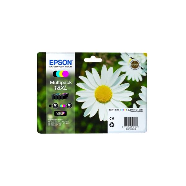 cartucce inkjet alta capacità Margherite 18XL Epson n+c+m+g Conf. 4 - C13T18164012
