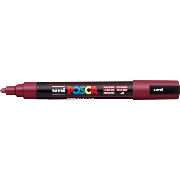 Marcatore a tempera Posca Uni-Ball punta tonda 1,8-2,5 mm rosso vino M PC5M RV