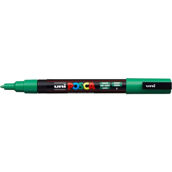Marcatore a tempera POSCA Uni-Ball punta tonda 0,9-1,3 mm verde scuro M PC3M V