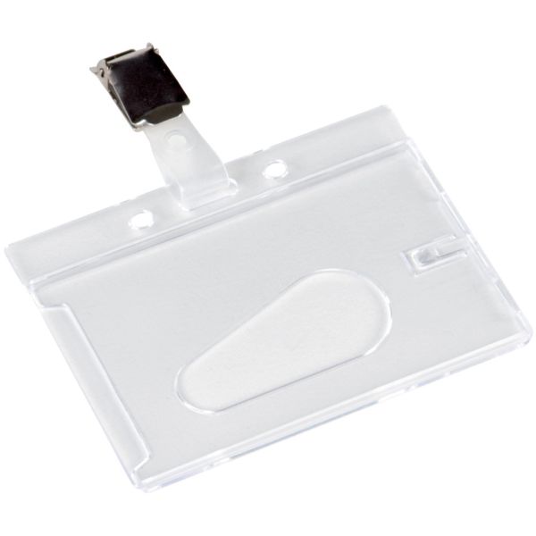 Portabadge Q-Connect 85x54 mm con clip - rigido - conf. da 10 - KF14148