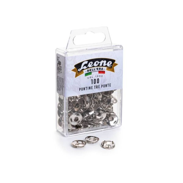 Puntine a 3 punte Leone Dell'Era temperate nichelato diametro testa 12 mm scatola da 100 pz. - AP3P