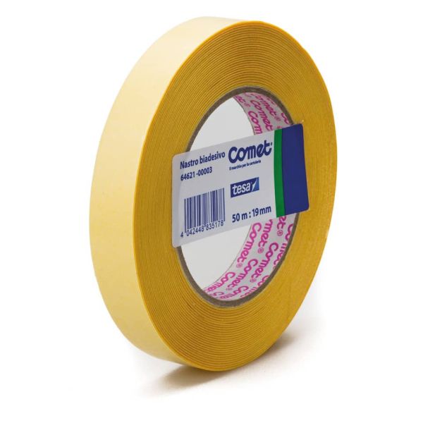 Nastro biadesivo Comet OPP trasparente 19 mm x 50 m - polipropilene senza solvente - 64621-00003-01
