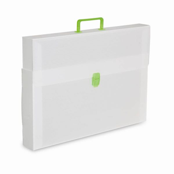 Valigetta portadisegni Favorit a una chiusura polionda cannettato bianco trasp. 36,5x56 cm dorso 3,5 cm - 10050
