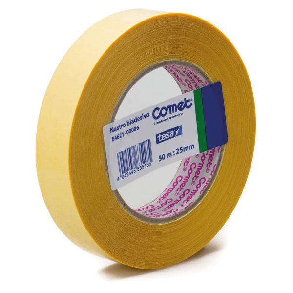 Nastro biadesivo Comet OPP trasparente 25 mm x 50 m - polipropilene senza solvente - 64621-00006-03