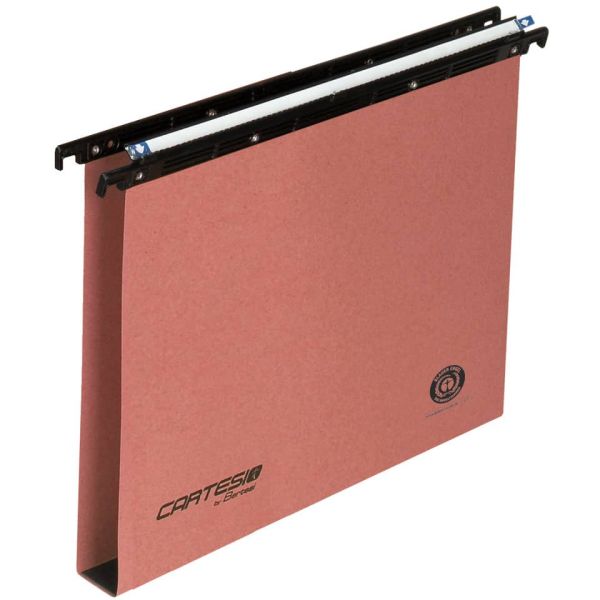Cartelle sospese orizzontali per cassetti CARTESIO 38 cm fondo U 3 cm arancio Conf. 50 pezzi - 100/380 3 -B2