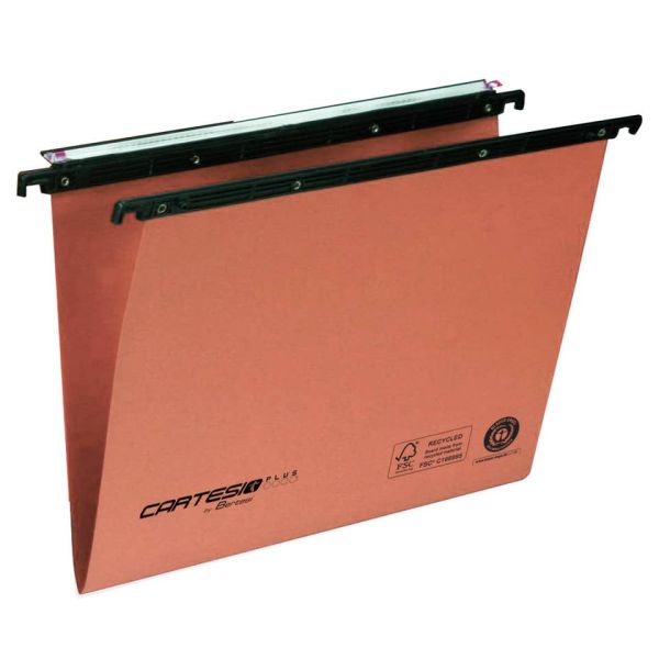 Cartelle sospese orizzontali per cassetti CARTESIO PLUS 39 cm fondo a V arancio Cf. 25 pz - 300/395 Link -A2