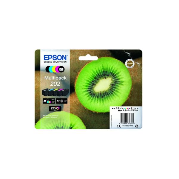 cartucce inkjet Kiwi 202 Epson nero fotografico n+c+m+g Multipack - C13T02E74010