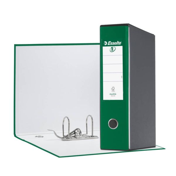 Registratore con custodia Esselte G55 Eurofile protocollo dorso 8 cm cartone rivestito in PP verde - 390755180