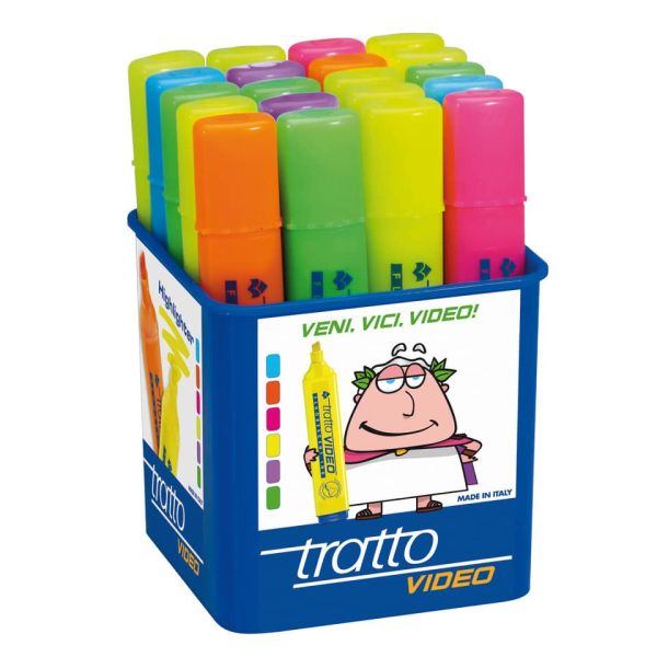 Evidenziatore TRATTO Video 1-5 mm assortiti barattolo da 20 - F829200