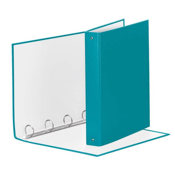 Raccoglitore Esselte Meeting a 4 anelli tondi 30mm cartone rivestito in PP turchese 22x30cm dorso 4cm - 395792800