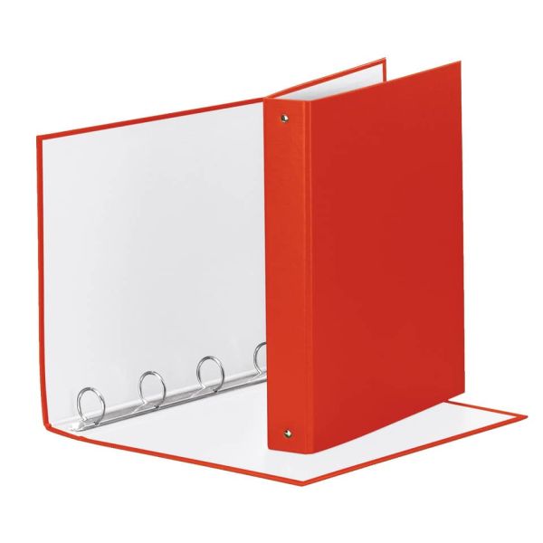 Raccoglitore Esselte Meeting a 4 anelli tondi 30mm cartone rivestito in PP rosso 22x30cm dorso 4cm - 395792300