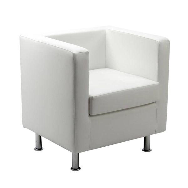 Divano attesa 1 posto Unisit Pragma PR1 schienale fisso - rivestimento tessuto ecopelle bianco - PR1/KQ