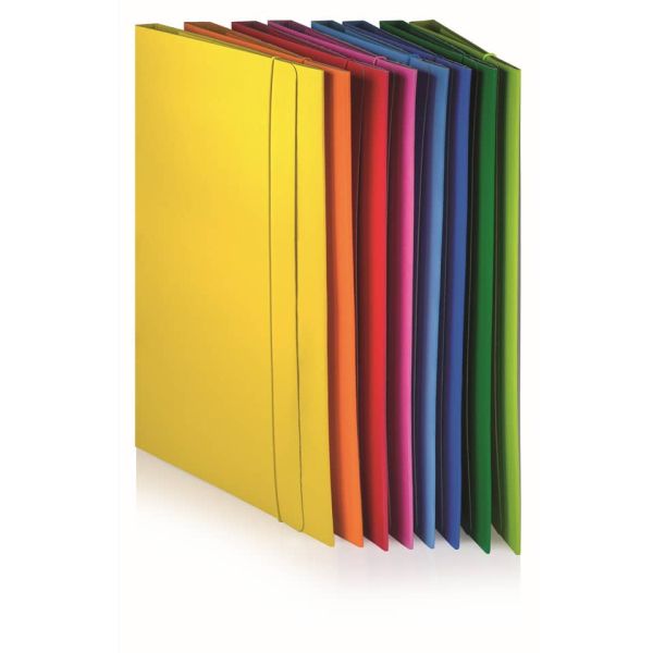Cartella plastificata a 3 lembi con elastico tondo BREFIOCART in presspan 25x35 cm rosso - 0208805.RO