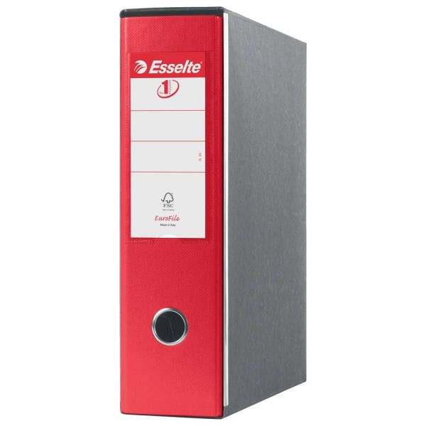 Registratori con custodia Esselte G53 Eurofile commerciale Dorso 8 cm cartone rivestito in PP rosso vivida - 390753920