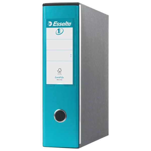 Registratori con custodia Esselte G53 Eurofile commerciale Dorso 8 cm cartone rivestito in PP turchese - 390753800