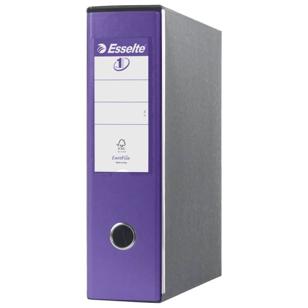 Registratori con custodia Esselte G53 Eurofile commerciale Dorso 8 cm cartone rivestito in PP lilla - 390753950