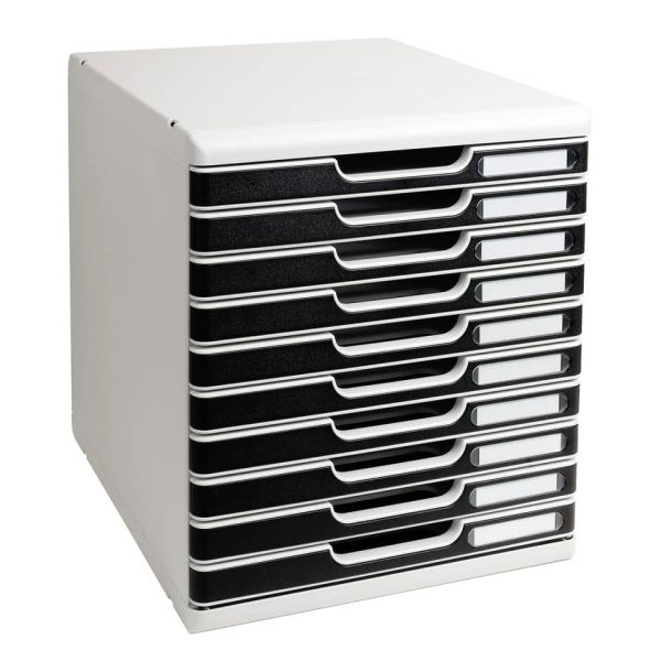 Cassettiera Exacompta MODULO Classic 10 cassetti 28,8x35x32 cm grigio/nero 302014D