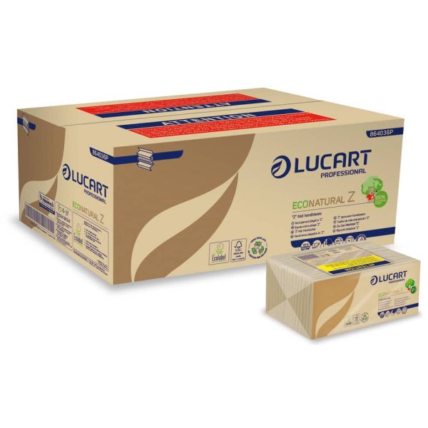 Asciugamani piegati a ''Z'' Lucart EcoNatural Z 23x23,5 cm avana conf. da 220 ff - 864036P