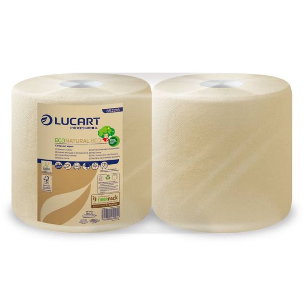 Bobina multiuso Lucart EcoNatural 800 - 200 m 2 veli avana - 2 rotoli da 800 strappi - 852218