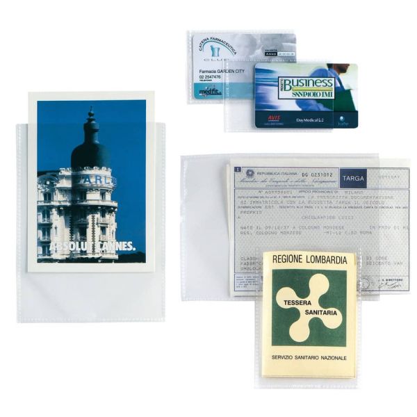 Buste a U Sei Rota Soft PP liscio - alto spessore trasparente - formato interno 5,4x8,6 cm - Conf. 100 pezzi - 650508