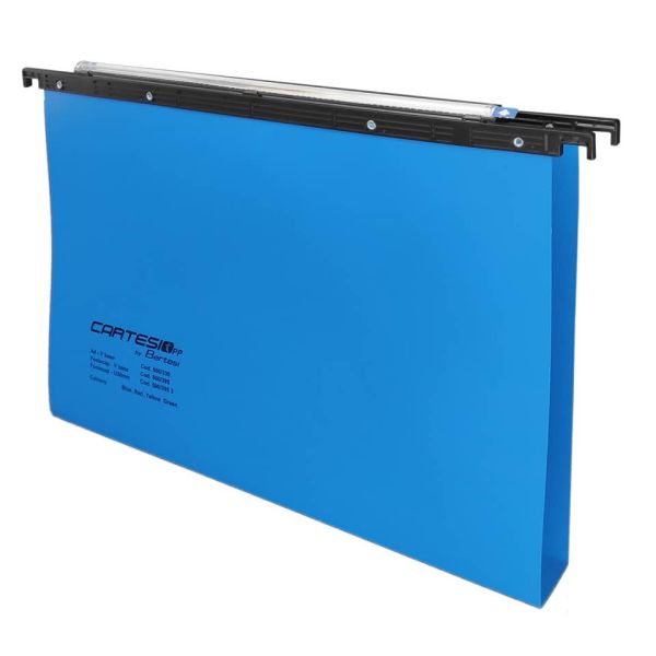 Cartelle sospese orizzontali per cassetti CARTESIO PP 39 cm fondo a U 3 cm blu Conf. 25 pezzi - 500/395 3 -A3