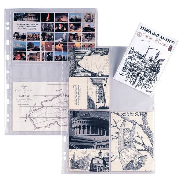Buste a foratura univ. Sei Rota Atla FT per foto e cartoline 4 spazi 15x21 cm trasparente  conf. 10 buste - 662533