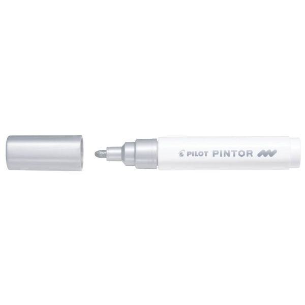 Marcatore multisuperficie Pilot Pintor a base d'acqua punta in fibra 4,5 mm argento - 002377