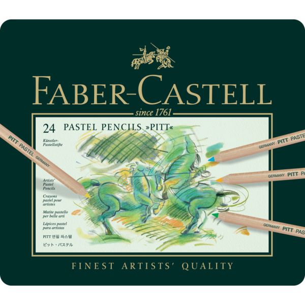 Astuccio in metallo matite Faber- Castell Pitt Pastel - colori assortiti - conf.24 pezzi - 112124