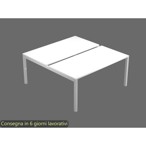 Bench doppio piano bianco 180x168xH.72,5 cm gamba a ponte in metallo grigio alluminio Bridge Artexport BENCH16/C-AA
