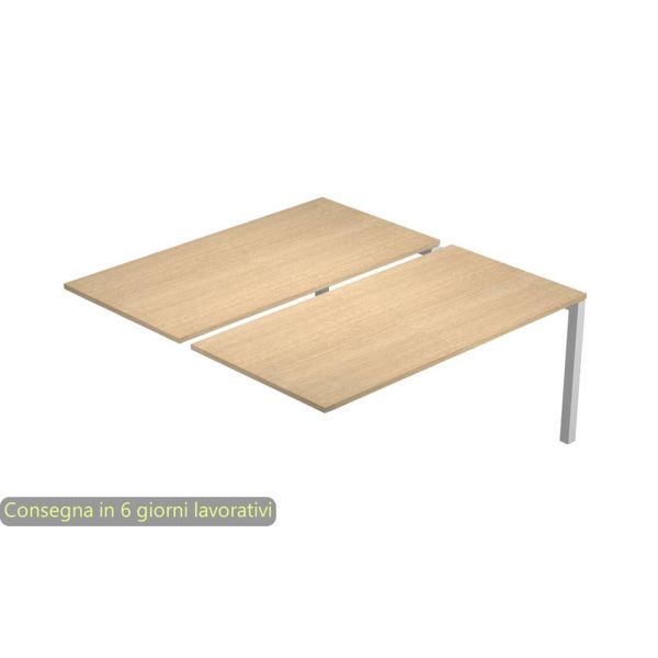 Postazione aggiuntiva doppia Bench rovere 160x168x72,5 cm gamba a ponte in metallo bianco Bridge BENCH16-S/C-AM