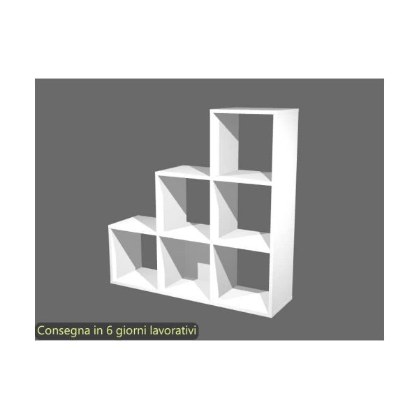 Libreria componibile 6 caselle a scalare bianca 104x29,2xH.103,9 cm linea Maxicolor Artexport - 6DMaxC/3