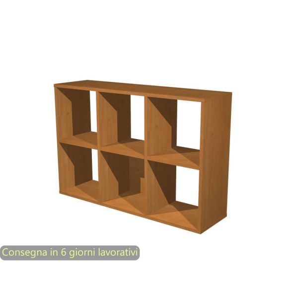 Libreria componibile 6 caselle noce chiaro 104x29,2xH.69,8 cm linea Maxicolor Artexport - 6MaxC/4