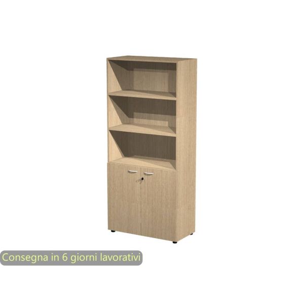 Armadio alto con 2 ante basse rovere in melaminico 90x45,8xH.200 cm - linea componibili 2898 Artexport - AR/ST+AB/C