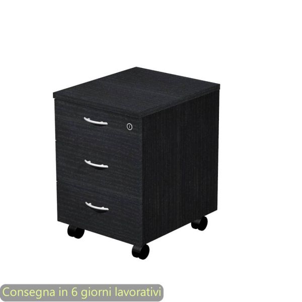 Cassettiera a tre cassetti montata nero venato frassino 41,8x52xH.59,5 cm linea Presto Artexport - 60019/8
