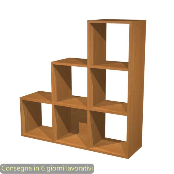 Libreria componibile 6 caselle a scalare noce chiaro 104x29,2xH.103,9 cm linea Maxicolor Artexport - 6DMaxC/4