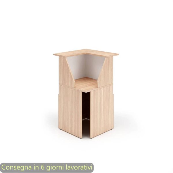 Bancone reception angolare 90° ciliegio arabis-bianco 76x76x117 cm in melaminico linea Musa Artexport - 2824-COR/K3