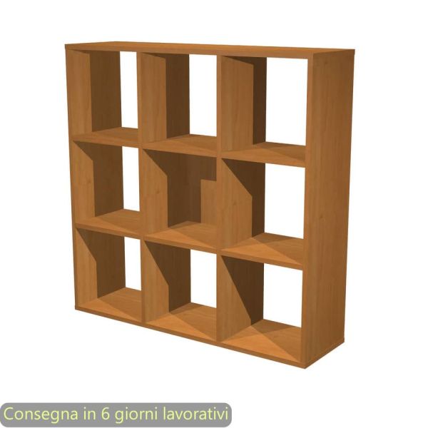 Libreria componibile 9 caselle noce chiaro 104x29,2xH.103,9 cm linea Maxicolor Artexport - 9MaxC/4