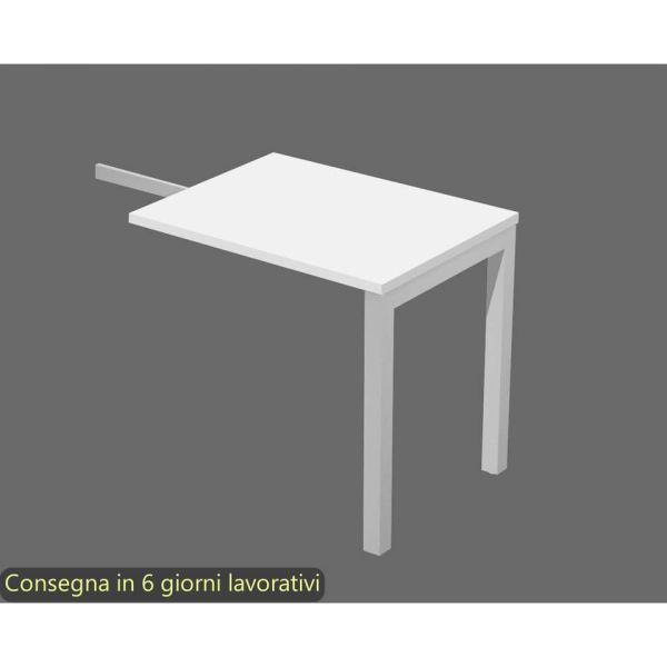 Allungo per scrivania reversibile dx/sx bianco 80x60xH.72,5 cm gamba a ponte in metallo Bridge Artexport SOL/ALL/3-AA