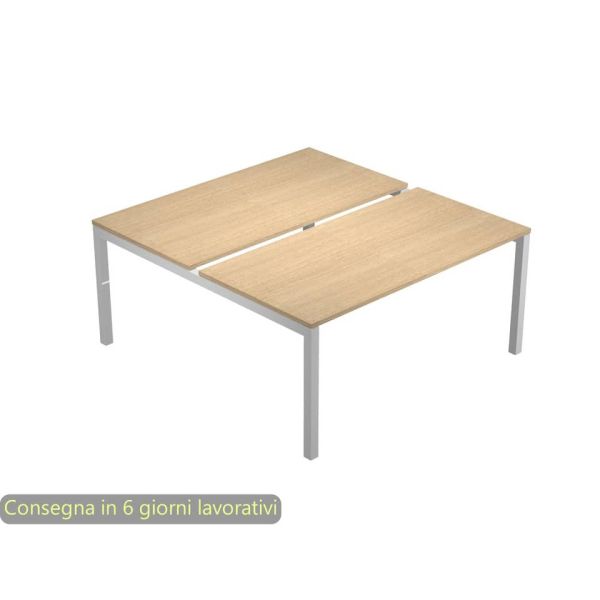 Bench doppio piano rovere 160x168xH.72,5 cm gamba a ponte in metallo grigio alluminio Bridge Artexport BENCH16/6-AA
