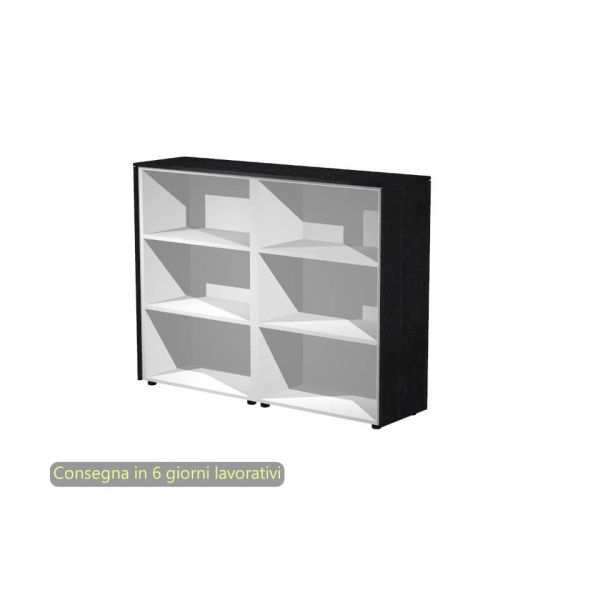 Mobile a giorno medio doppio top nero doppio 163x43xH.119,8 cm top e fianchi grigio alluminio Flora Artexport 935C/8