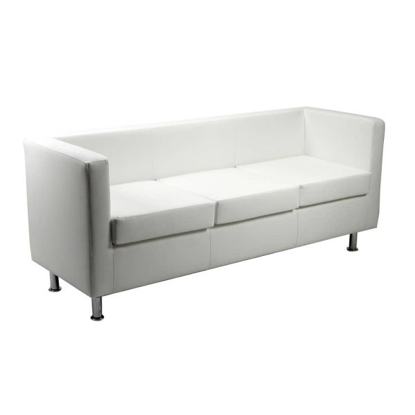 Divano attesa 3 posti Unisit Pragma PR3 schienale fisso - rivestimento in ecopelle bianco - PR3/KQ