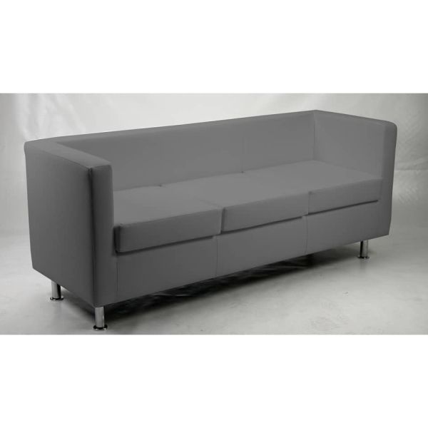 Divano attesa 3 posti Unisit Pragma PR3 schienale fisso - rivestimento in ecopelle grigio - PR3/KG