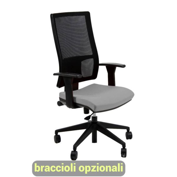 Sedia operativa girevole Unisit Nereide NDA schienele in rete - rivestimento ignifugo grigio scuro - NDA/IT