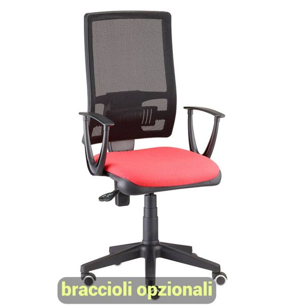 Sedia operativa girevole Unisit Nereide NDA schienele in rete - rivestimento ignifugo rosso - NDA/IR